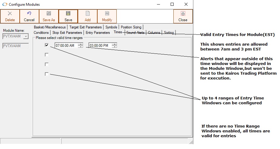Valid Entry Configuring Trading Systems